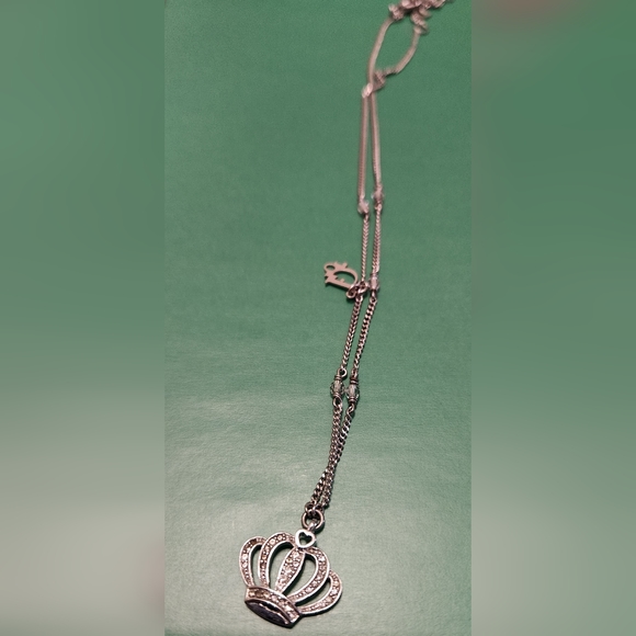 Christian Dior Vintage Crown Pendant Necklace Crystal Embellished Metal - Picture 10 of 14